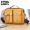LAOSHIZI Genuine Leather Men's Shoulder Bag Vintage Male Messenger Bags Men Business Crossbody Bag