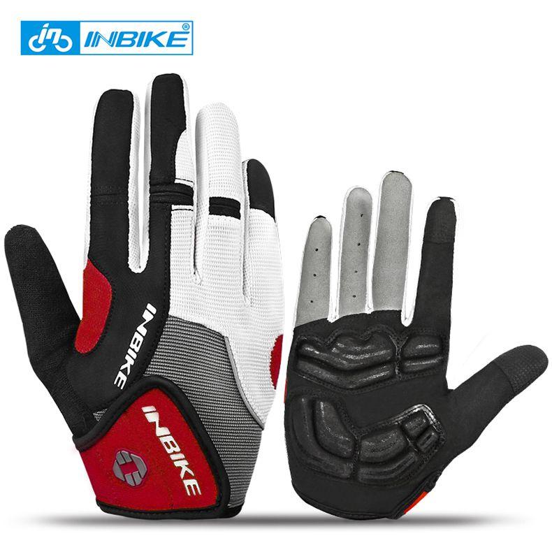 INBIKE Fahrradhandschuhe Touchscreen Fahrradsport Handschuhe Stoßfest MTB Vollfinger Bike Rennradhandschuh für Biker Herren mit Handflächenpolster