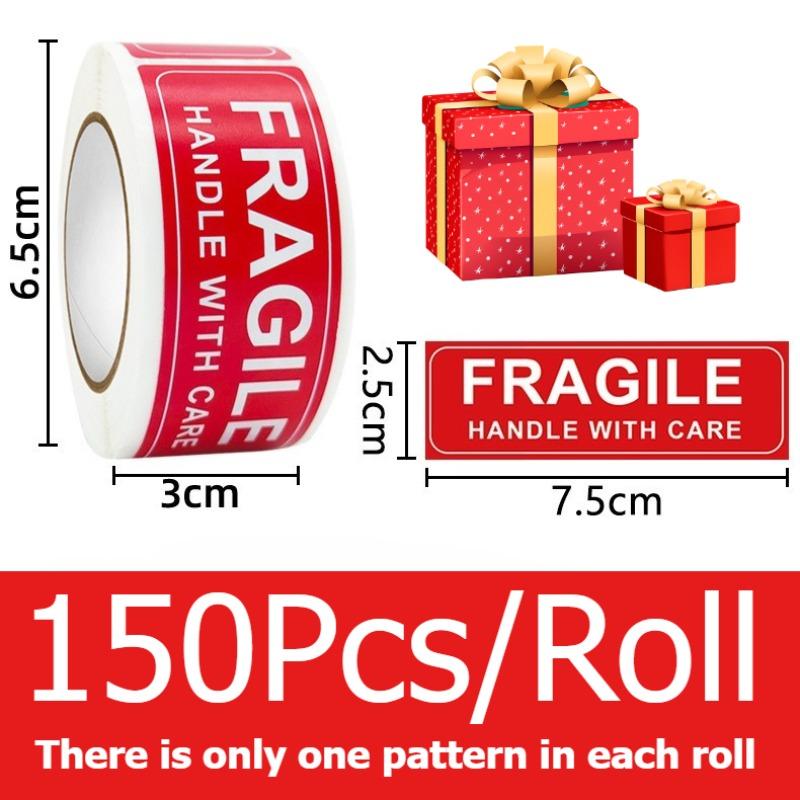 150Pcs/roll Red English Warning Label Sticker for Express Packaging Fragile Items Carton Boxe Shipping Package Decals Business