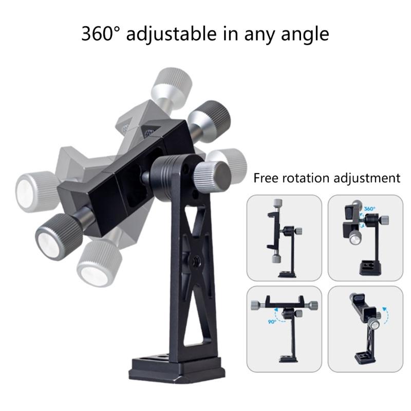 Cellphone Tripod Mount, Smartphone Tripod Mount Adapter Aluminum with Cold Shoe, 360 Cellphone Stand Holder Clamp