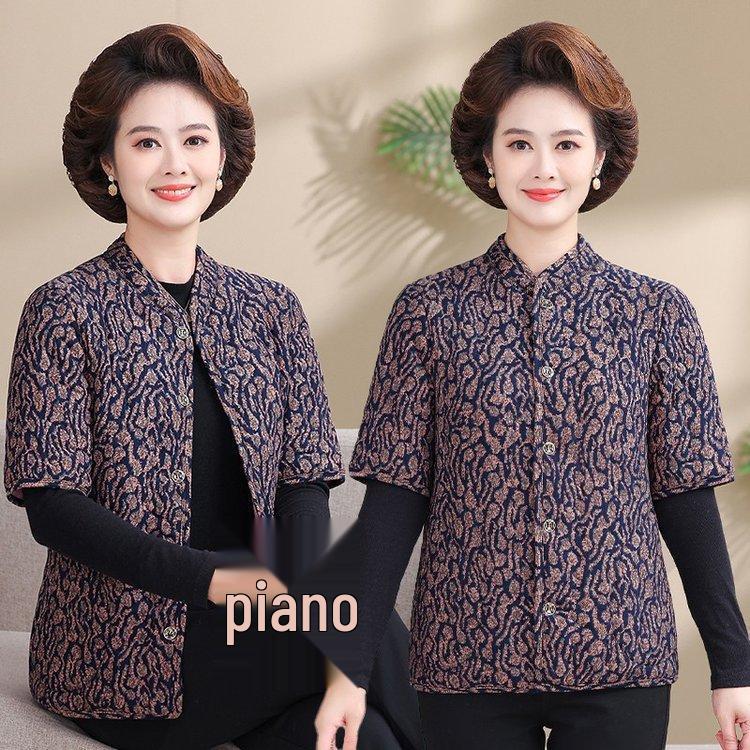 Women's Camel Down Cotton Vest for 50-60-Year-Olds: Thick, Mid-Sleeve Winter Jacket