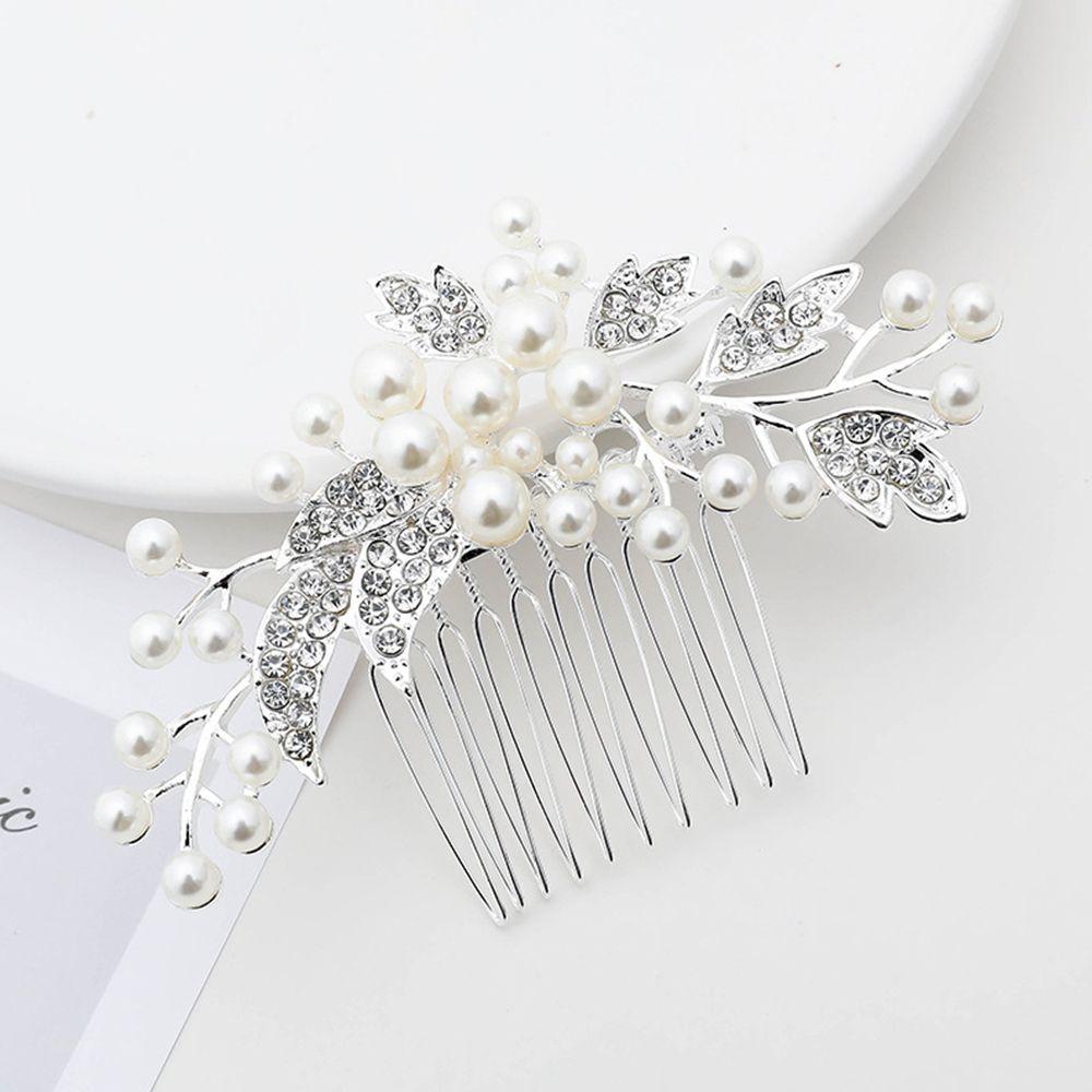 

Жемчужная женская пятизубая расческа для волос в корейском стиле, головной убор, заколка для волос со стразами, аксессуары для волос A