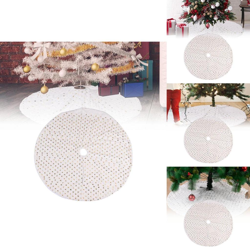 Elegant Shimmering Silver Sequin Christmas Tree Skirt 116cm For Festive Celebrations