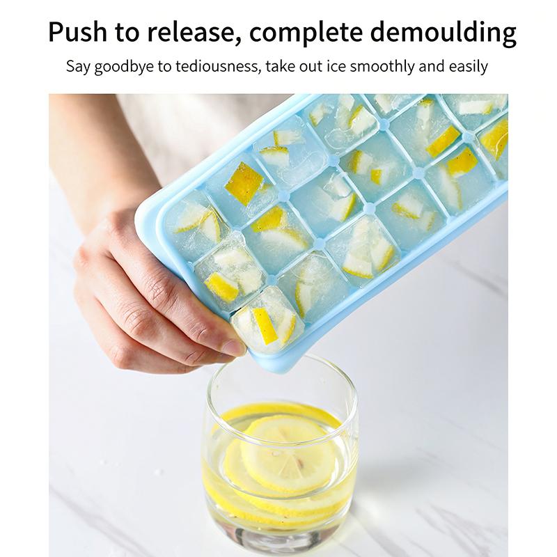 Food Grade Silicone Ice Cube Tray With Lid 24 Compartments Multi Purpose For Cocktails And Baby Food