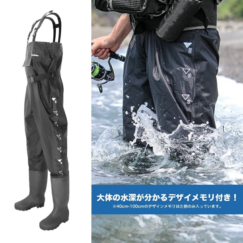 Gran Walker Fishing Waders Chest High Waders Radial Sole Fishing Shoes Waterproof Disaster Prevention Goods BK S M L XL 2XL Gran Walker size radial