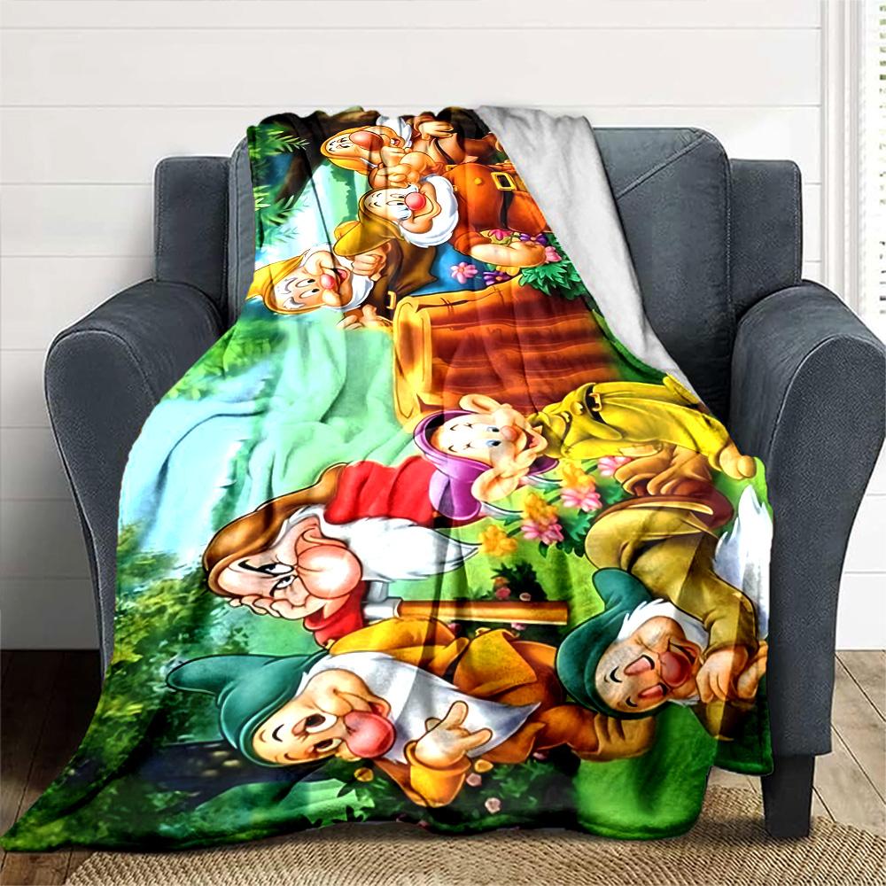 Seven Dwarfs Wood Flannel Blanket Super Soft Warm Cozy Blanket for Sofa Bed Office Travel All‑Season Home Decor Gift