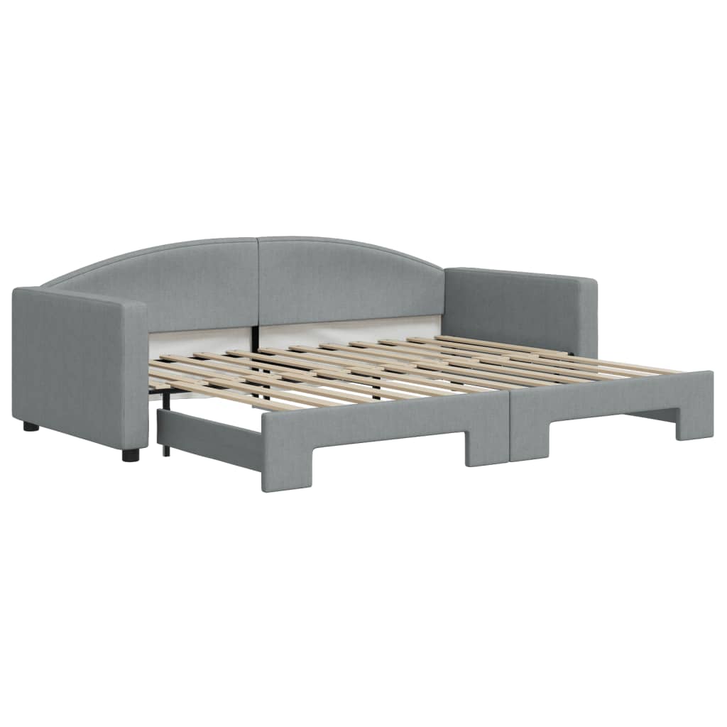 Pull Out Daybed Light Grey 90x200 cm Fabric