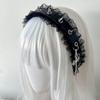 Punkowa Ciemna Gothowska Opaska z Krzyżem Abby Ins Harajuku Y2k Babes Skórzana Opaska z Klamrą i Łańcuchem Akcesoria dla Kobiet