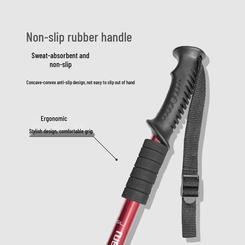 Newcastle Aluminum Alloy Shock-Absorbing Straight Handle Trekking Pole (Four-Section, Telescopic) G103