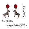 ZA Cross-border Personalized Trend Alloy Dripping Oil Animal-shaped Zebra Pendant Round Earrings Creative Design Sense Women's Jewelry
