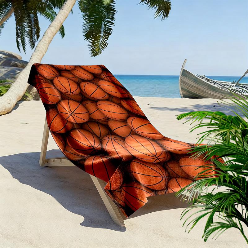 Basketball Print Beach Towel, Large Soft Quick Dry Towel for Beach Camping Swimming