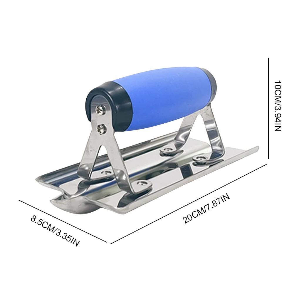 Concrete Edger Blue Steel Curved End Arc Corner Trowel with Rubber Handle Trowel Plaster Cement Stucco Masonry Construction Tool