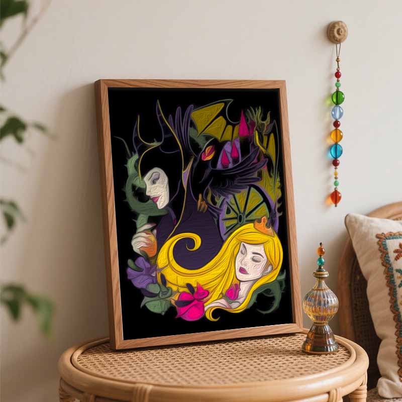 Disney Oil Painting Painting Art Maleficent Aurora Princess Handmade Diy Painting Home Decoration Gift
