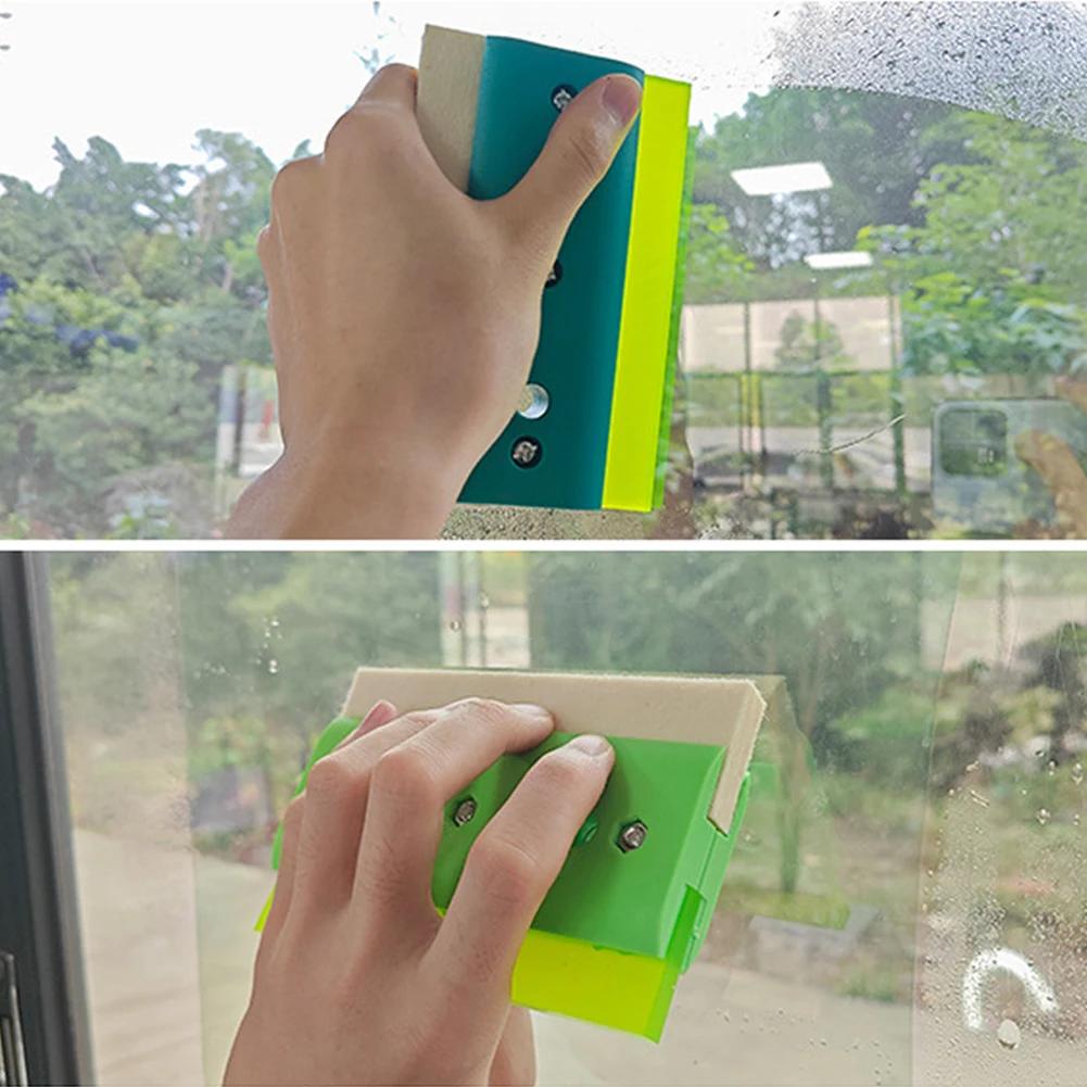 2 in 1 Window Tint Tool Double Side Wool Felt Squeegee Soft Rubber Scraper Vinyl Car Wrap Film Installing Water Remover