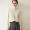 Women's Pure Cashmere Single-Breasted Sweater - Winter 2026, Solid Color, Gentle Style, Loose Fit, Slimming Design