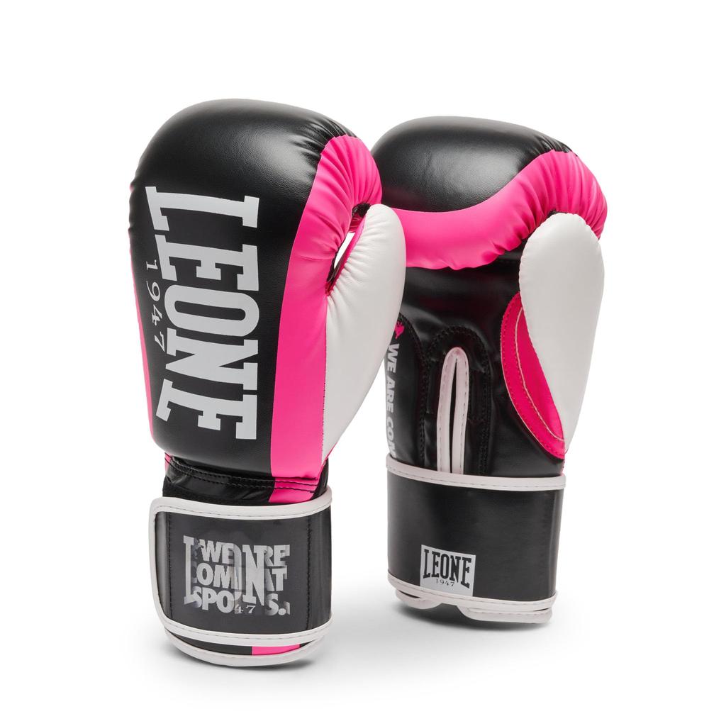 LEONE 1947 Boxing Gloves Unisex Synthetic Leather Outer PU Pads Velcro Closure Pink GN333 [LOGO WACS] (10M) [Genuine]