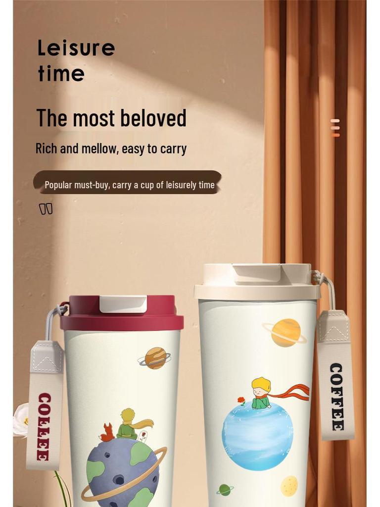 Malý princ 316 Nerezová ocel Izolovaný dětský hrnek se slámkou - Přenosná edice pro kávu a narozeninový dárek