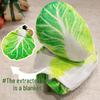 Cartoon Cabbage Watermelon Duck Egg 2-in-1 Flannel Hug Pillow & Nap Blanket