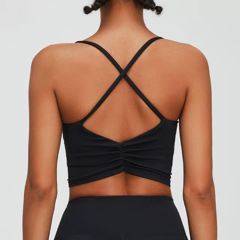 New Sports Bra for Women, Cross-Back Beauty Vest, Yoga Sports Bra, Quick-Dry Running Fitness Wear S чёрный