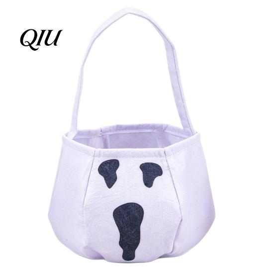 Halloween Party Supplies Cute Treat or Trick Bag with Handle for Kids, Reusable Non Decoration Woven Candy Goodie Bag, Soft Handbag Basket Favors Home