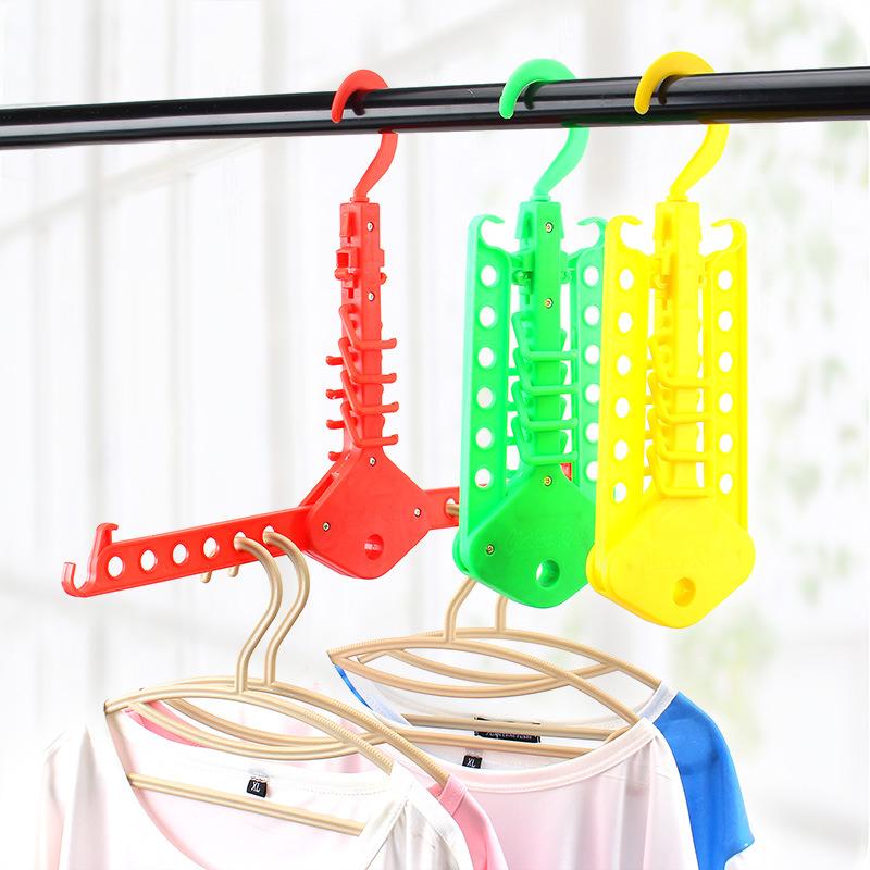Color Multi-functional Retractable Folding Hanger Dry and Wet Travel Space Magic Hanger Portable Clothes Support