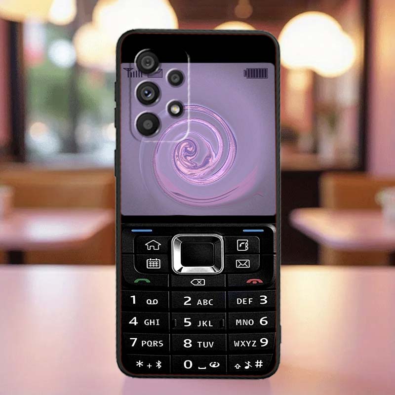 Luxury Vintage Phone Pattern Case For Samsung A41 A35 A34 A33 A32 A25 A24 A23 A21s A06 A05 A04 A03 Note 10 20 Ultra 5G Black