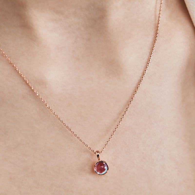 ELLE Jewelry 14K GP Moonstone Simple Round Necklace ELBRNN219