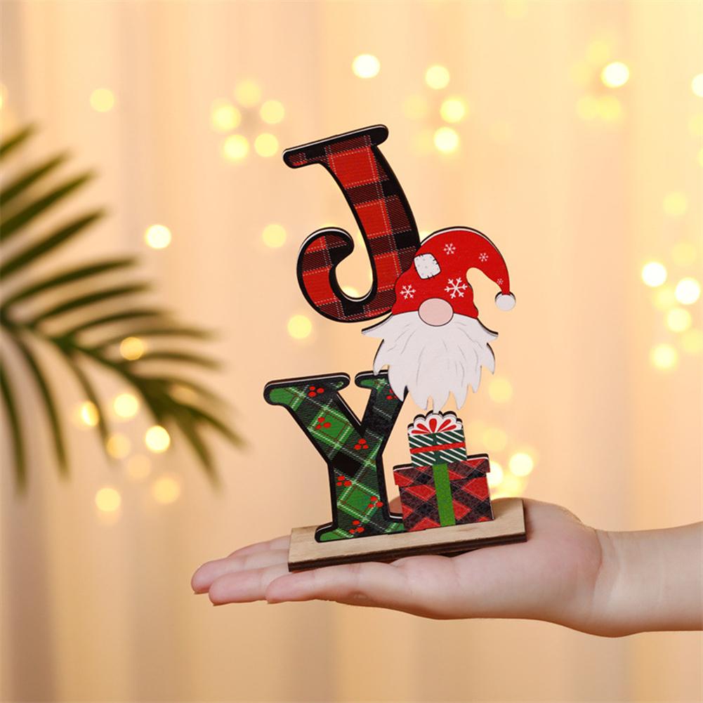 

Christmas Colorful Wooden Desktop Ornaments Letters Santa Creative Decor For Home Indoor Desktop Decoration Erect old man s head#1