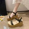 Solid Color Suede Women Sandals  New Summer Style Fashionable Comfortable Wear-resistant Platform Wedge Platform Sandals