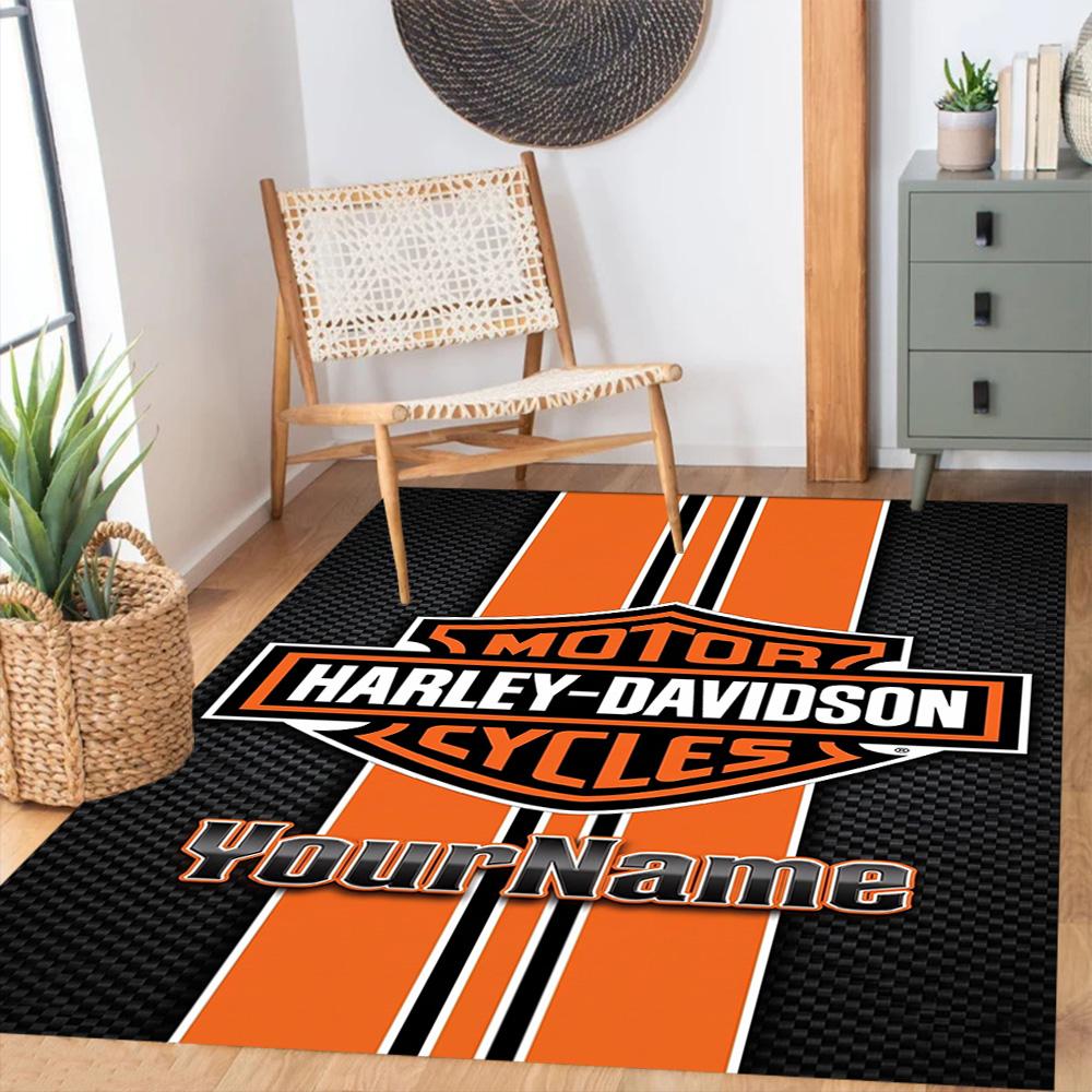 Harley-davidson Motorcycles Customized Name Floor Mat Perfect for Game Room Study room Balcony Foyer Antislip Carpet Anime Office Decor