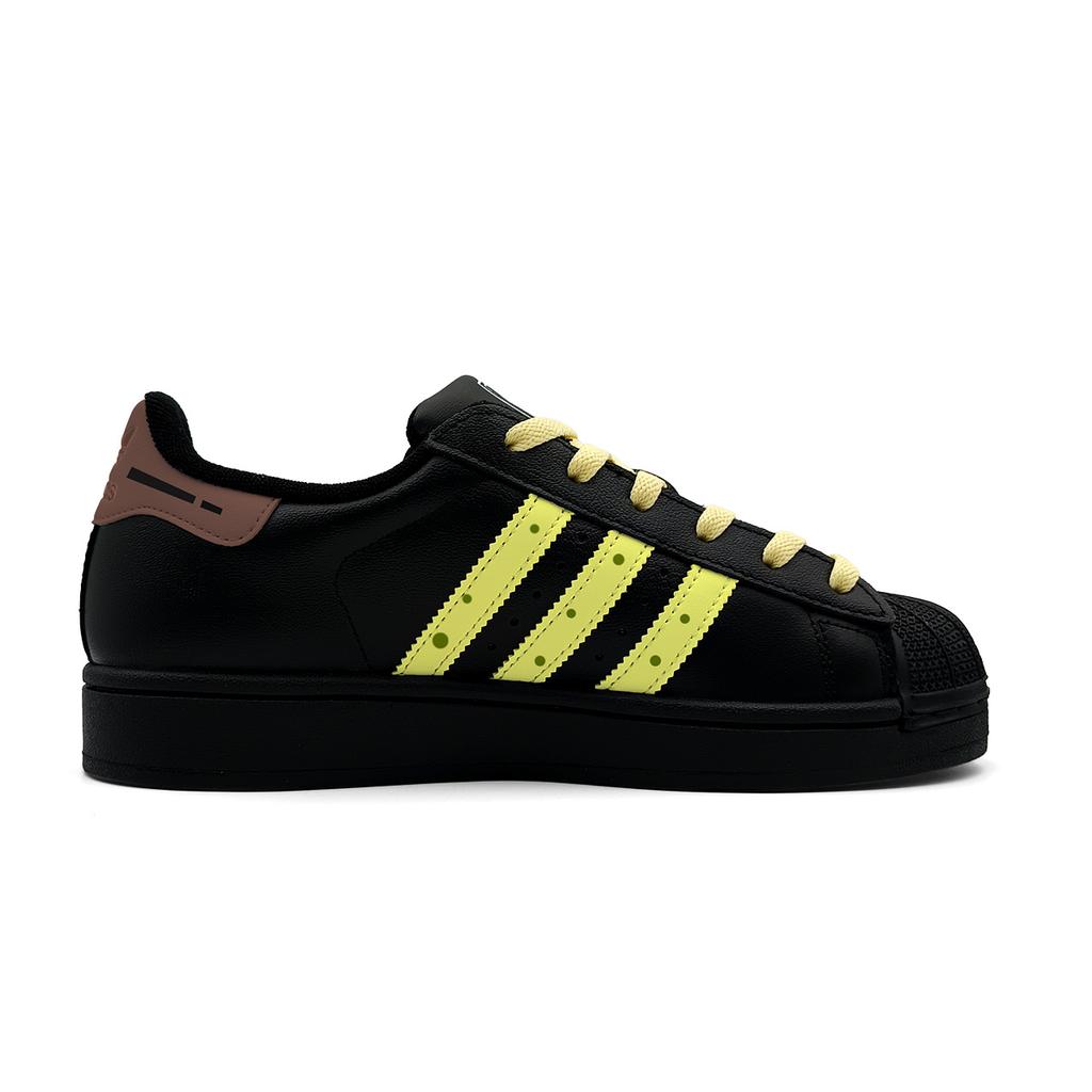 Adidas Originals Superstar 2 Abrasion Resistant Low top Skateboard Shoes Unisex Black Yellow JI0079( team927-)