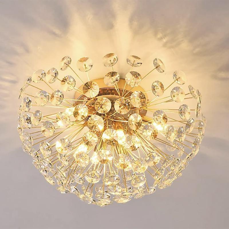 Modern French Dandelion Crystal Ceiling Light Fireball Light French Gold Restaurant Living Room Bedroom Lighting G9LED