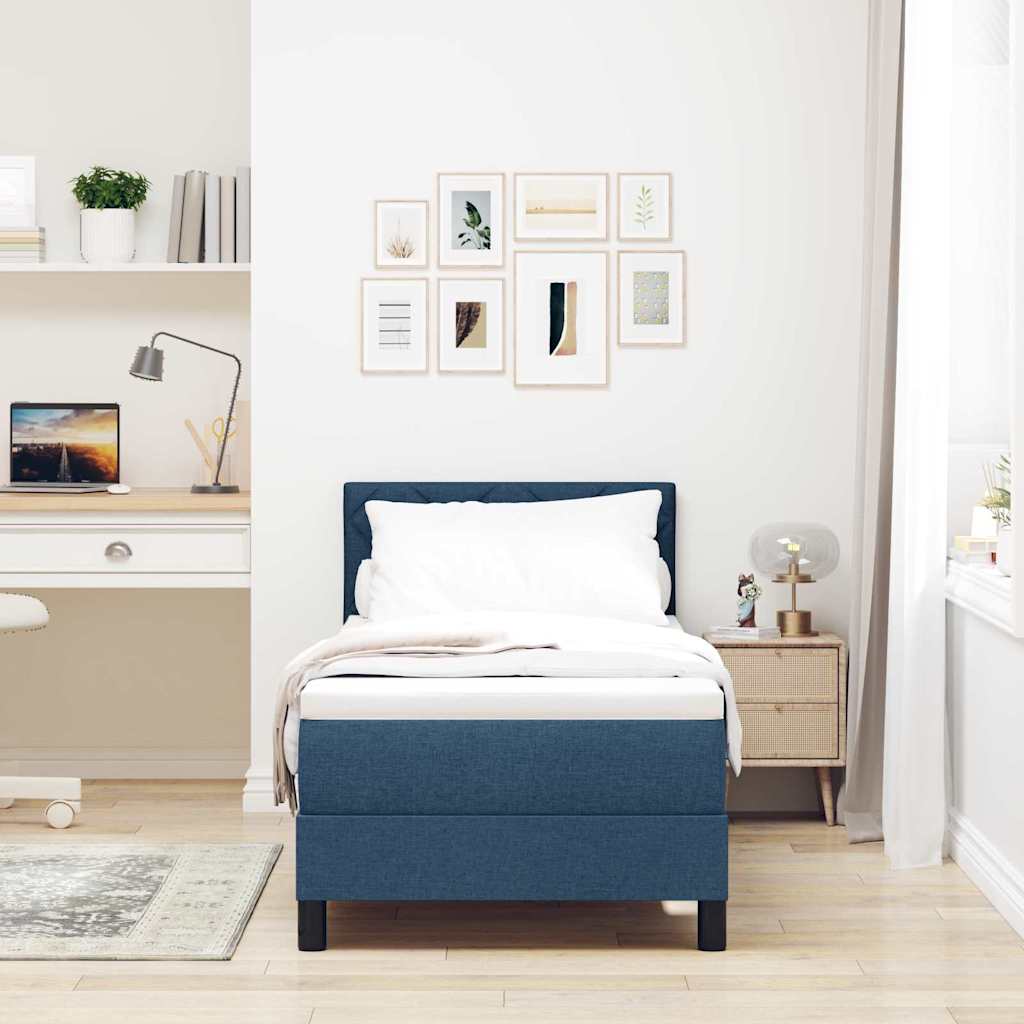 Box Spring Bed with Mattress and Headboard Blue 80 x 200 cm Fabric
