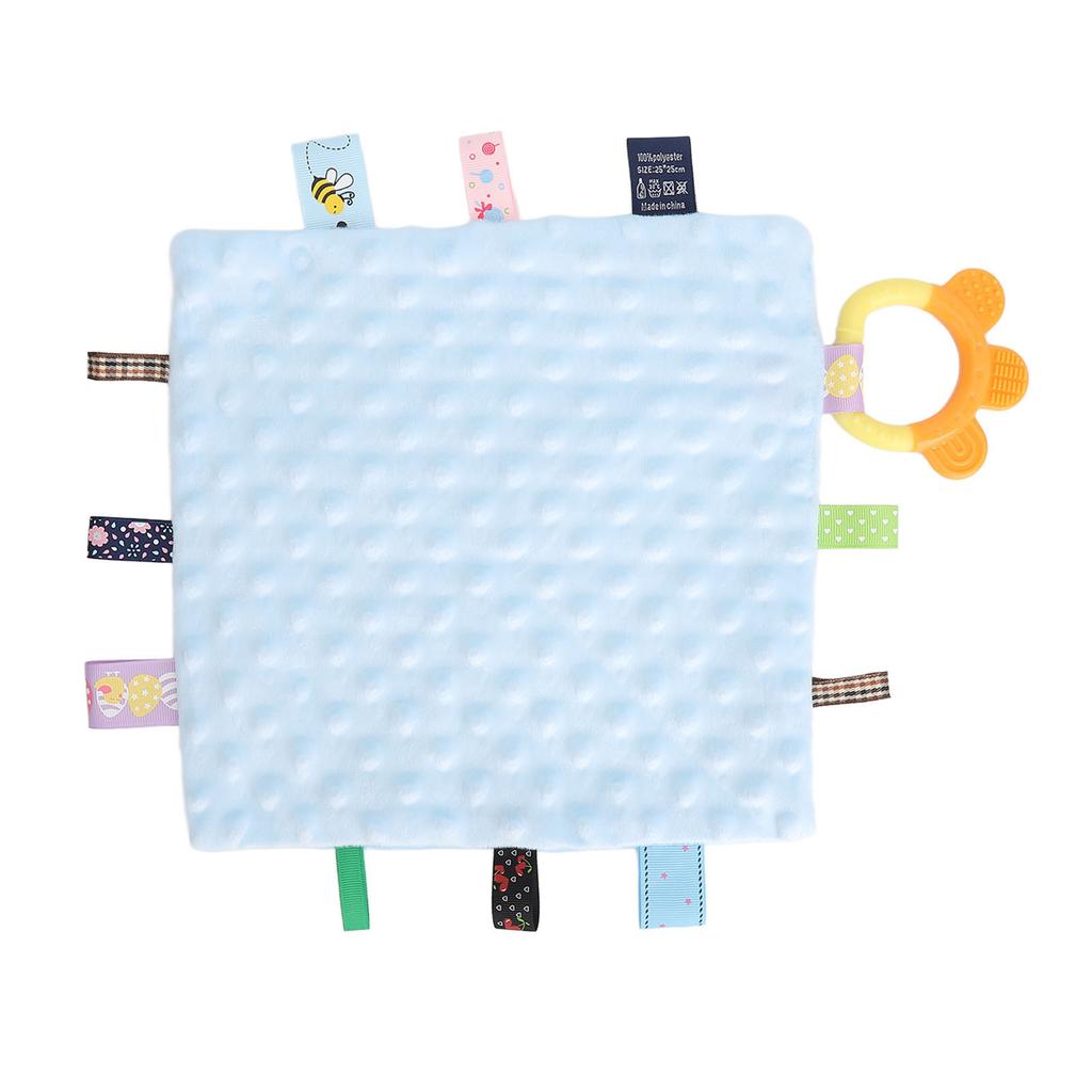 Babyetiketten Sicherheitsdecke Sensorische Beruhigungsdecke Bunte Etiketten Reine Baumwolle Weiche Bettdecke Sensorisches Spielzeug