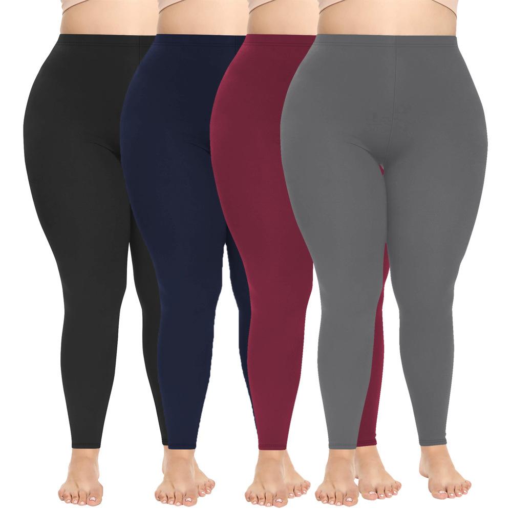 1XL-5XL Plus Size Leggings Women's Outerwear 300 Lbs 9-Inch High-Elasticity Solid-Colour Spring/Autumn Leggings Plus Size