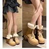 Non-slip thick-soled snow boots women's medium tube versatile 2024 new winter velvet thickened Martin boots cotton shoes warm tide