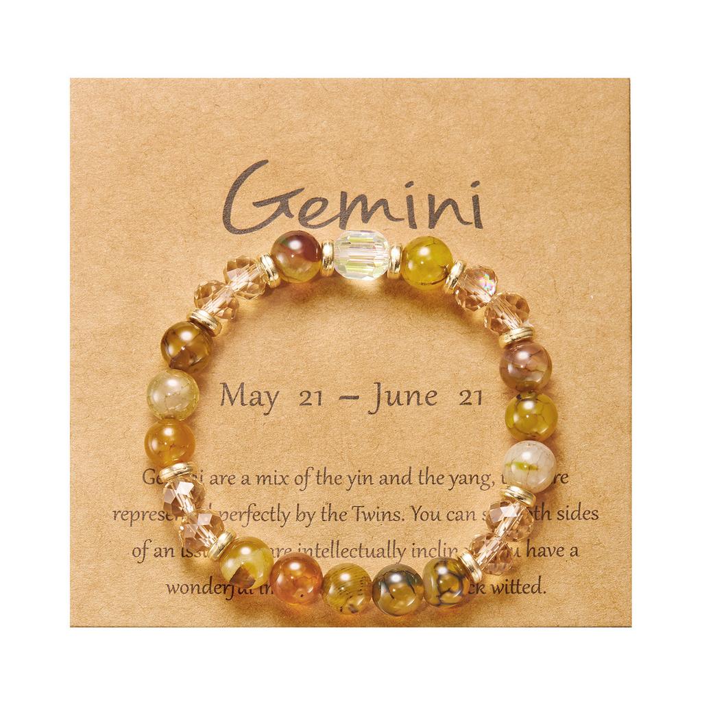 12 Constellation Crystal Beaded Bracelets for Women Men Natural Stone Handmade Cancer Virgo Leo Bangle Energy Friendship Jewelry