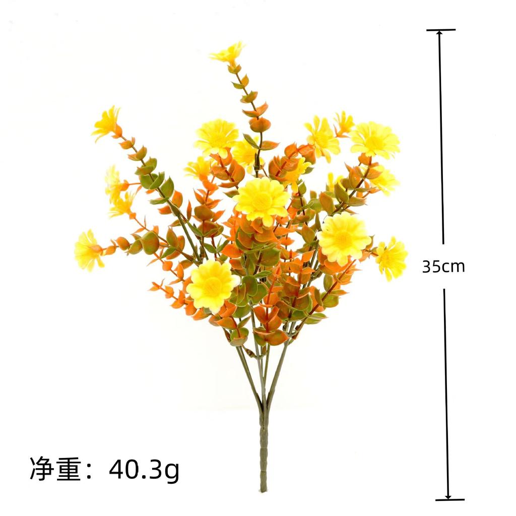 Autumn Simulation Artificial Plastic Flower Eucalyptus Daisy Violet Lavender Bundle Home Wedding Birthday Photo Props Decoration
