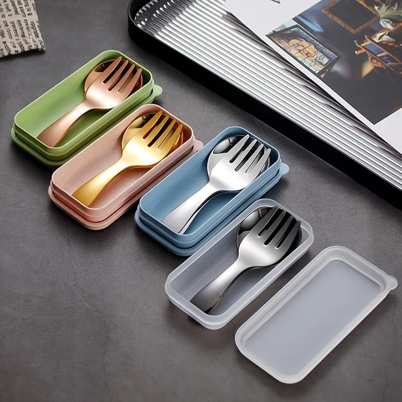 1/2set Stainless Steel Cutlery Set Portable Short Handle Spoon & Fork Boxed Utensils for Students Travel Picnic Perfet Tableware
