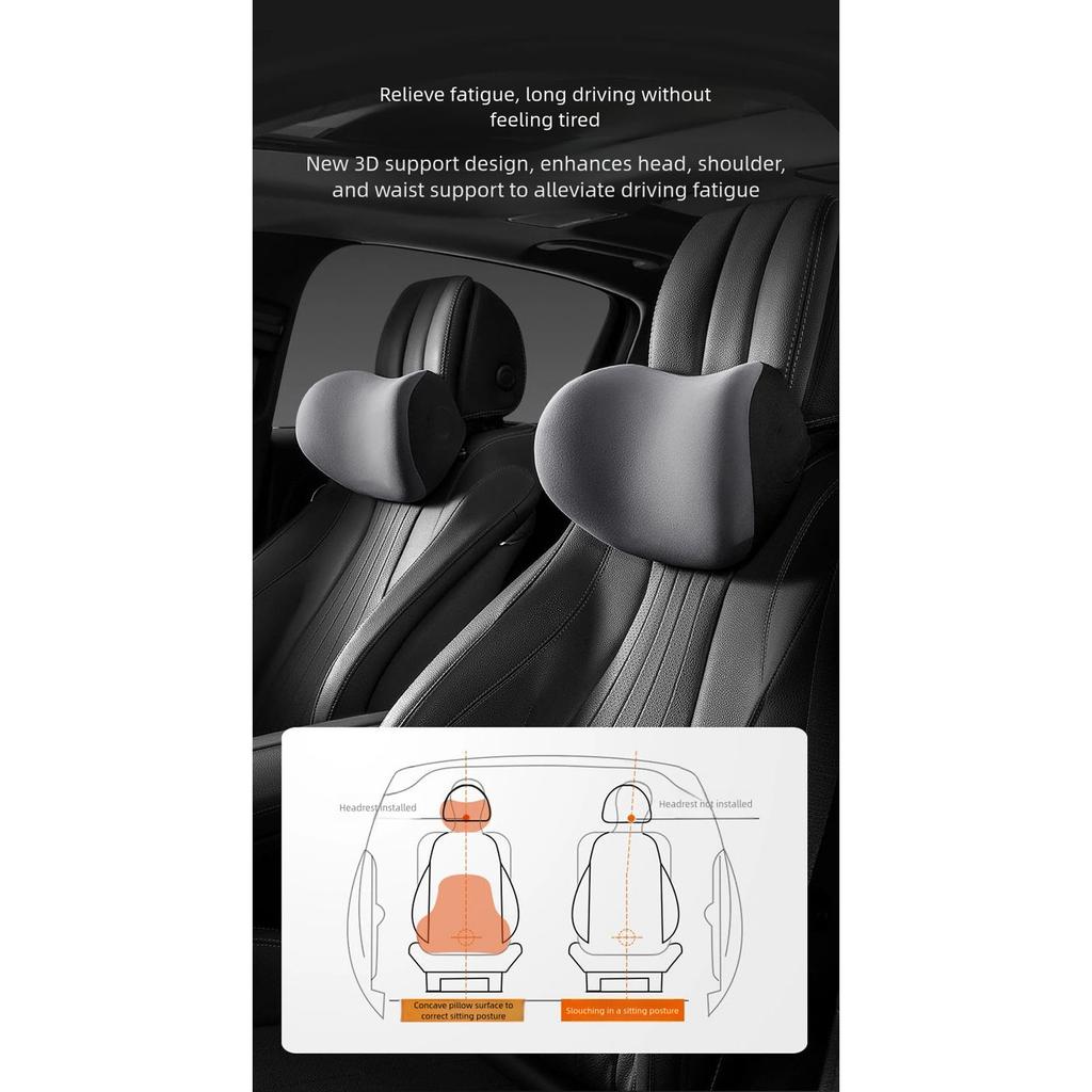 3 Piece Automotive Comfort Set Headrest Lumbar Pillow Cushion Memory Foam Design Car Headrest Pillow Easy Installation