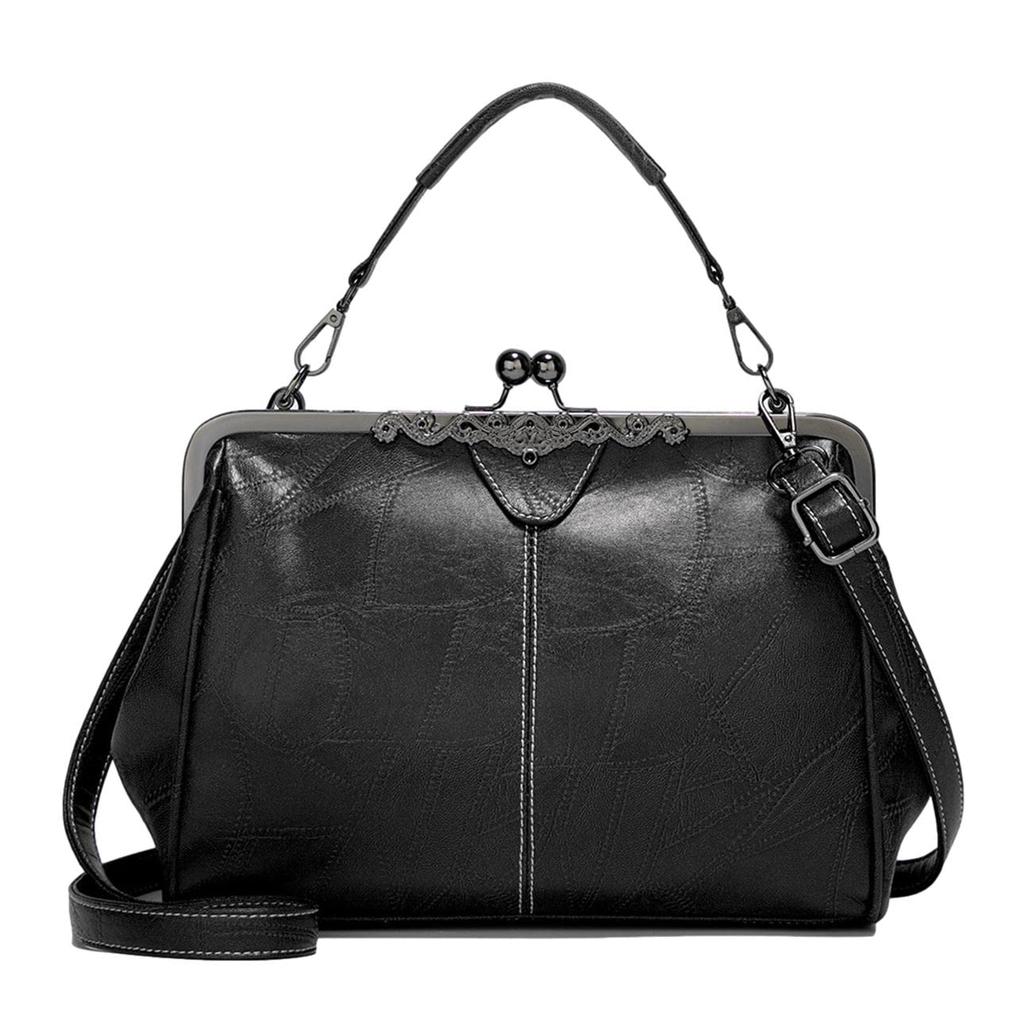 Shoulder Retro 4 Shoulder Shoulder with Shoulder Large Sacoche Handbag, Bag, 2-way, Ladies, Leather-like, Bag, Purse, Colors, Black, Brown, Pouch,