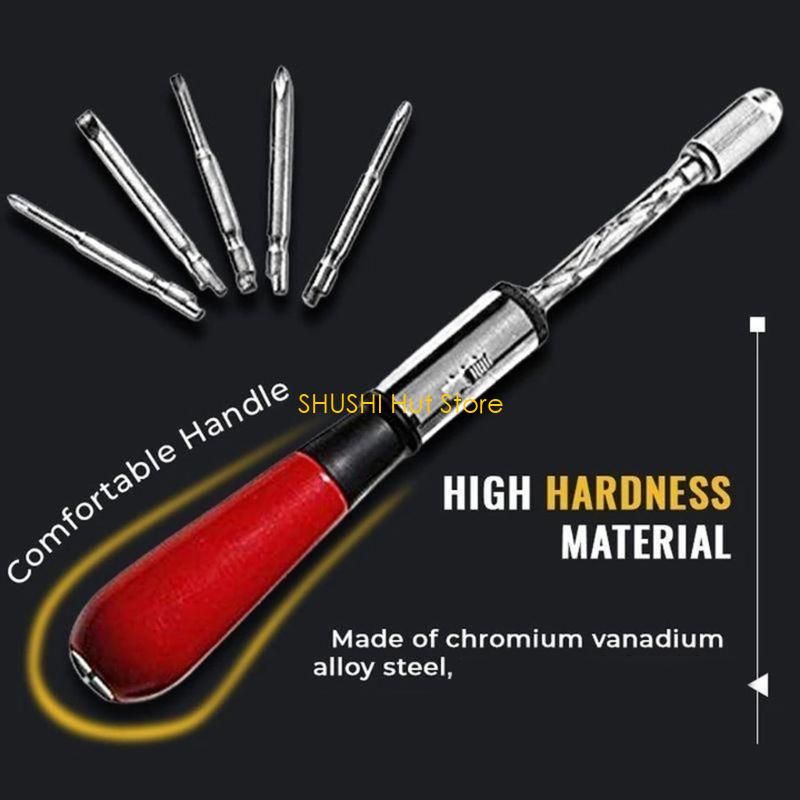 Push Pull Ratchet Screwdriver Semi Automatic Adjustment Spirals Ratchet Screwdriver with Replaceable Head Disassembly D57B