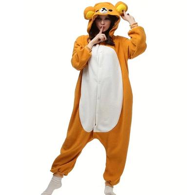 Rilakkuma Cosplay Kostümü Yetişkinler Kigurum Tek Parça Pijama Cadılar Bayramı İçin Tek Parça Tüm Vücut Giysileri