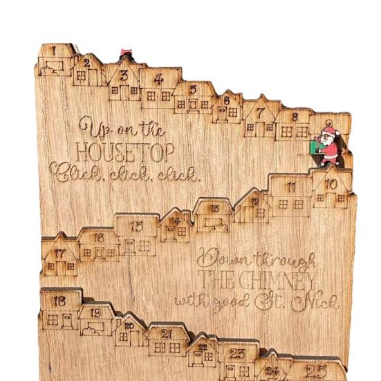 Yousheng Wooden Castle Advent Calendar 24 Days Count Down To Christmas Calendar for Kid Adult Holiday Tabletop Decoration for Home Party Decor