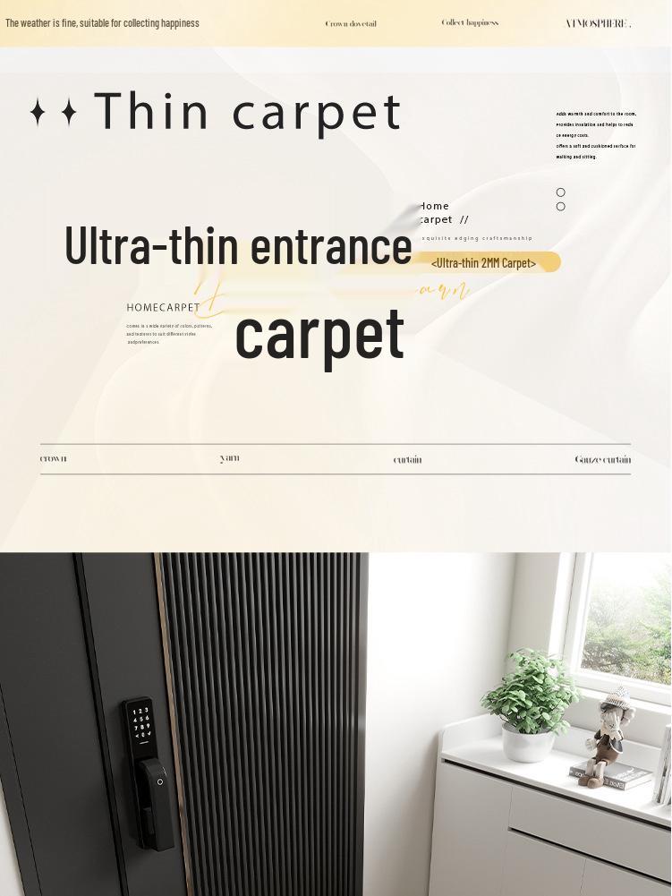 Ultra-Thin Japanese-Style Non-Slip Water-Absorbing Linen-Look Entrance Doormat, 2mm, Cuttable & Machine Washable for Home Hallway