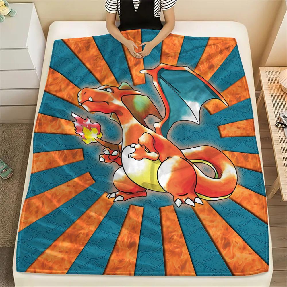 Cute Charizard  Print Flannel Blanket, High quality Comfortable for All Seasons, Home Decor, Warmth and Comfort