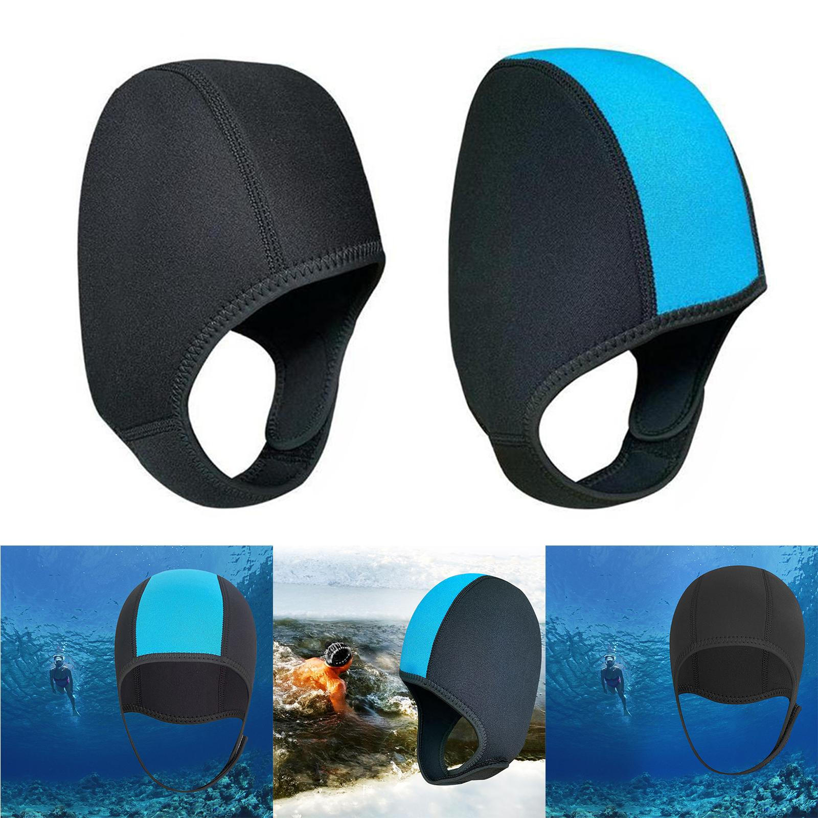 

2x 2,5 мм Неопреновые шлемы для подводного плавания Шапочка для плавания Зимняя теплая Водонепроницаемая защита головы Гидрокостюм Термальный