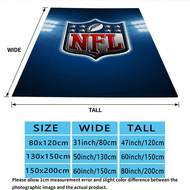 National Football League Print Flannel Blanket, High Quality Comfortable for All Seasons, Home Decor, Warmth and Comfort, Perfect for Christmas Gifts