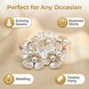 Flower Cufflinks Faux Pearl Rhinestone Flower Button Covers for Women Dress Shirts Crafting DIY Embellishments Gifts