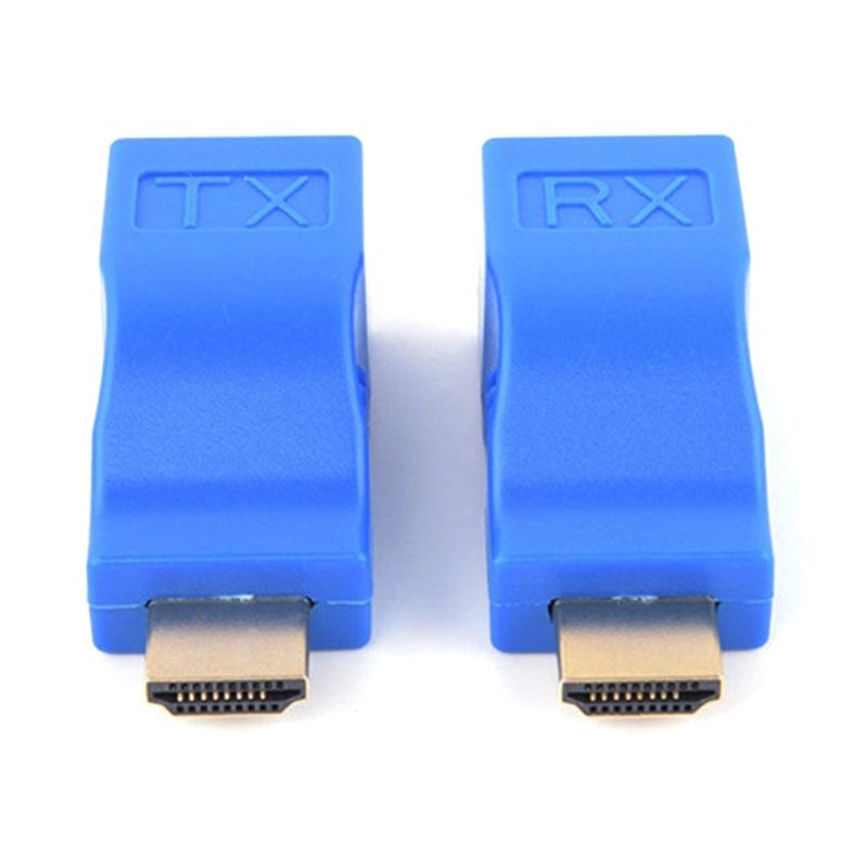 Pair of HDTV-compatible to RJ45 Adapter Supports 1080p Extends Video Up to 30Meters with Cat5e/6 Cable Widely Used